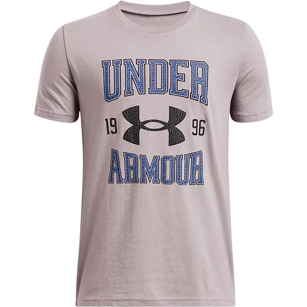 Under Armour Boys' Vintage Logo Short Sleeve Tee Tetra Gray/Tech Blue, Large